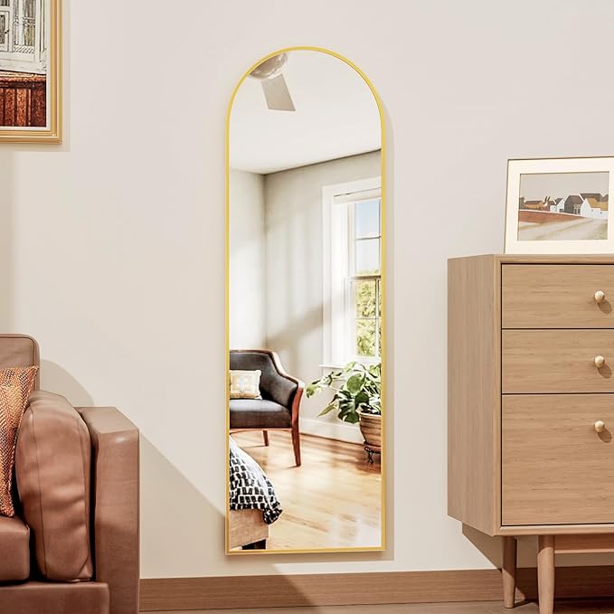 Rowjut Full Length Door Mirror, Wall Mounted Wall & 48"X14"Arched Behind Door - Image 2