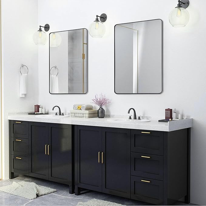 Black Metal Framed Bathroom Mirror - Image 4