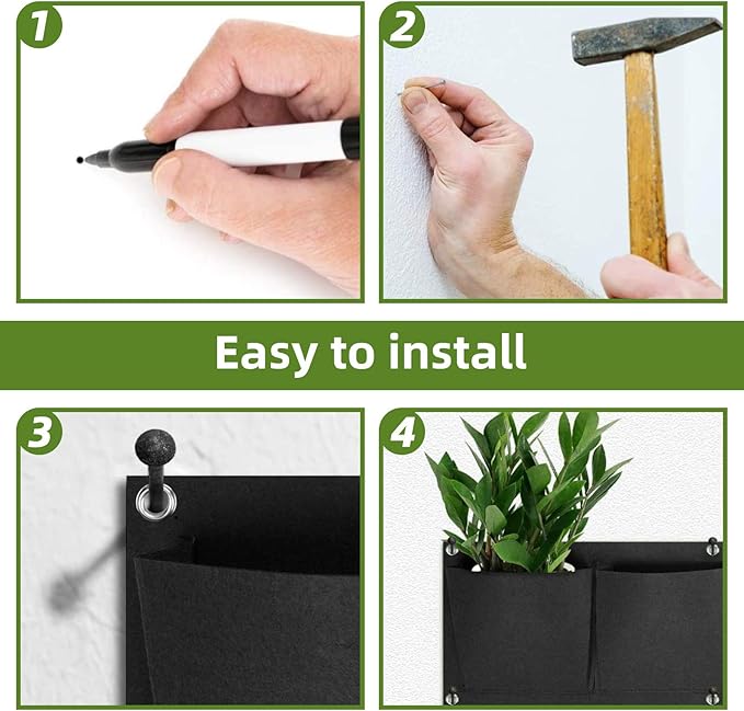 Hanging Planting Grow Bags, 18 Pockets Hanging Vertical Wall Planter Wall - Image 9
