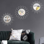 3 Pack Metal Mirrors for Wall Sunburst Wall Mirrors Home Décor Decorative - Image 3