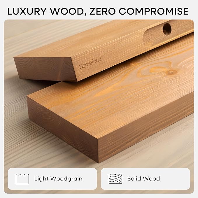 Homeforia 30 inch Golden Oak Floating Shelf, High End Solid Real Wood 30inch - Image 3