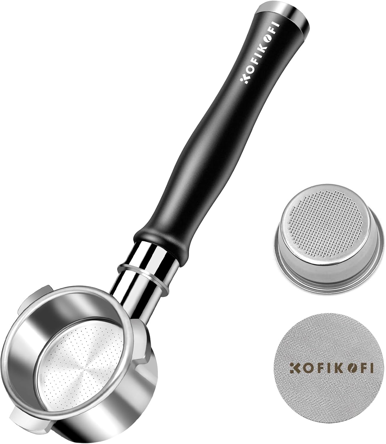 54mm Bottomless Portafilter, 3 Ears Bottomless Naked Portafilter Compatible with Breville/Sage Barista Express BES870/876/878/880/881/450/500/810/840, with Puck Screen and 18g Filter Basket