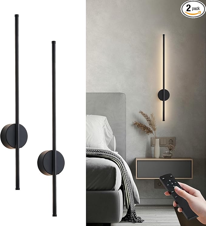 Battery Operated Modern Wall Sconces, Dimmable Wireless Wall Light Set of Two by KARTOOSH