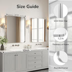 USHOWER Brushed Nickel Bathroom Mirrors 22"x30" 2 Pack, Rounded Corner - Image 4