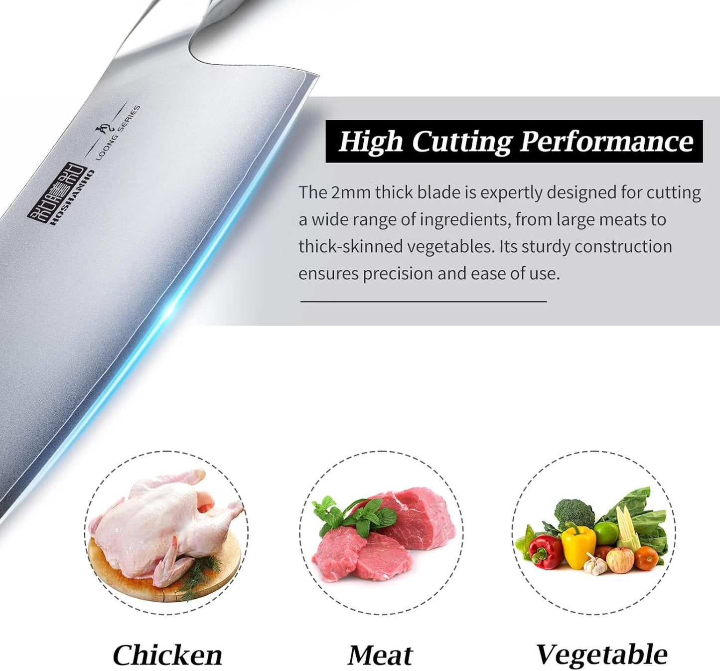 Cleaver Knife 7 Inch, Ultra Sharp Japanese High Carbon Steel Vegetable Meat Cleaver, Multifunction Chopper Butcher Knife for Home Kitchen and Restaurant