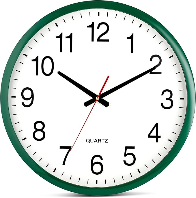 Bernhard Products Hunter Green Wall Clock Silent Non Ticking by BernhardProducts