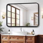 Bathroom Mirror for Wall, 36x24 Inch Rounded Rectangle Mirror, Tempered Glass - Image 2
