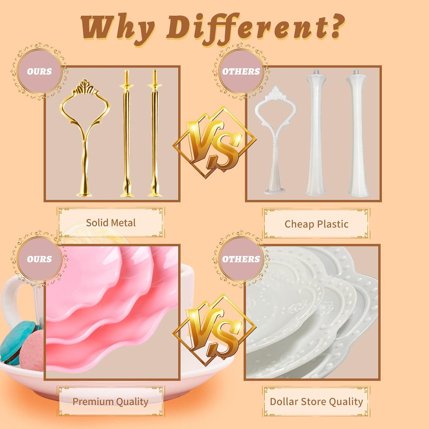 3 Tier Cupcake Stand Holder, BACUTHY Plastic Cup Cake Stand Tower with Tiered Serving Tray for Cupcakes, Donuts, Fruits and More, Pink