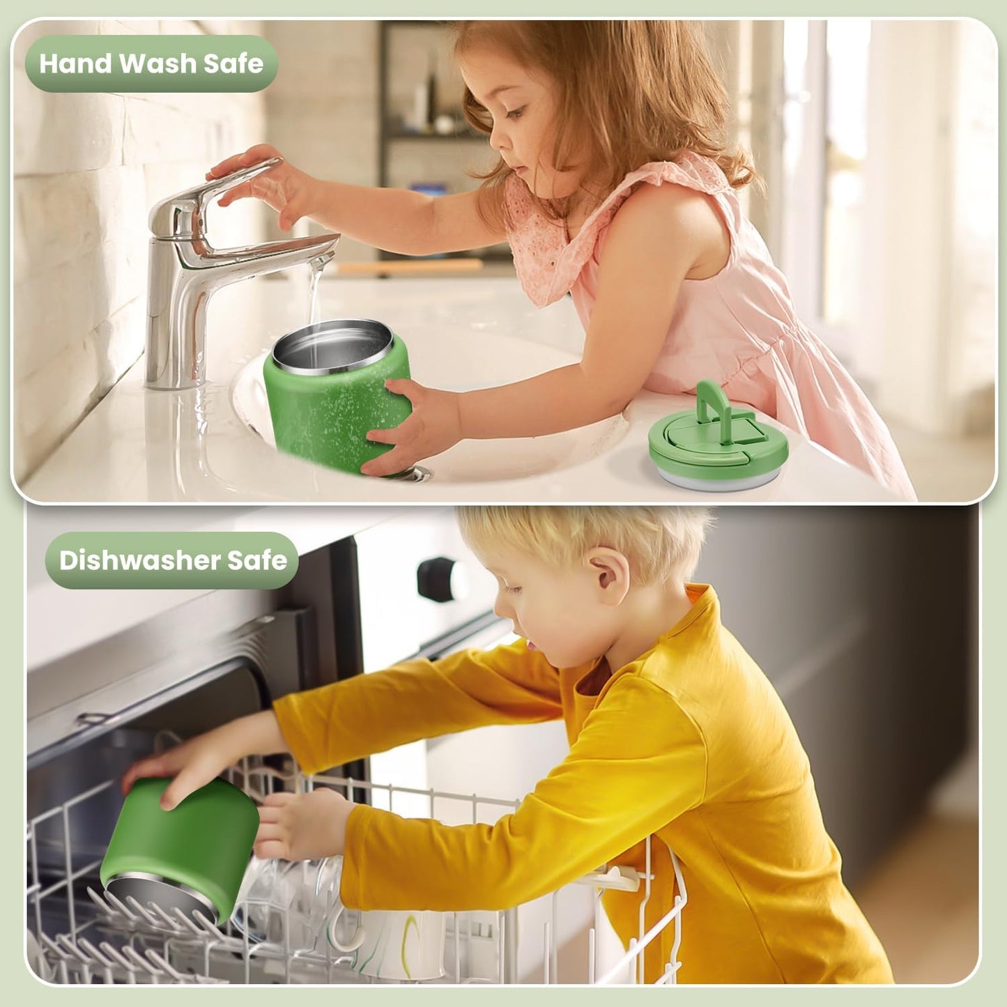 Soup Thermo for Hot Food Kids 25.5oz Lunch Containers with Buckle Lid Wide Mouth Hot Food Jar Vacuum Insulated Stainless Steel Bento Box Leakproof with Spoon(Green)