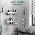 Veken Adhesive Shower Caddy 5-Pack, Heavy Weight Bearing, Large Wall Mounted - Image 4