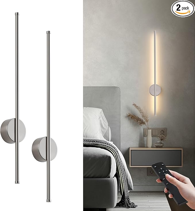 Battery Operated Modern Wall Sconces, Dimmable Wireless Wall Light Set of Two by KARTOOSH