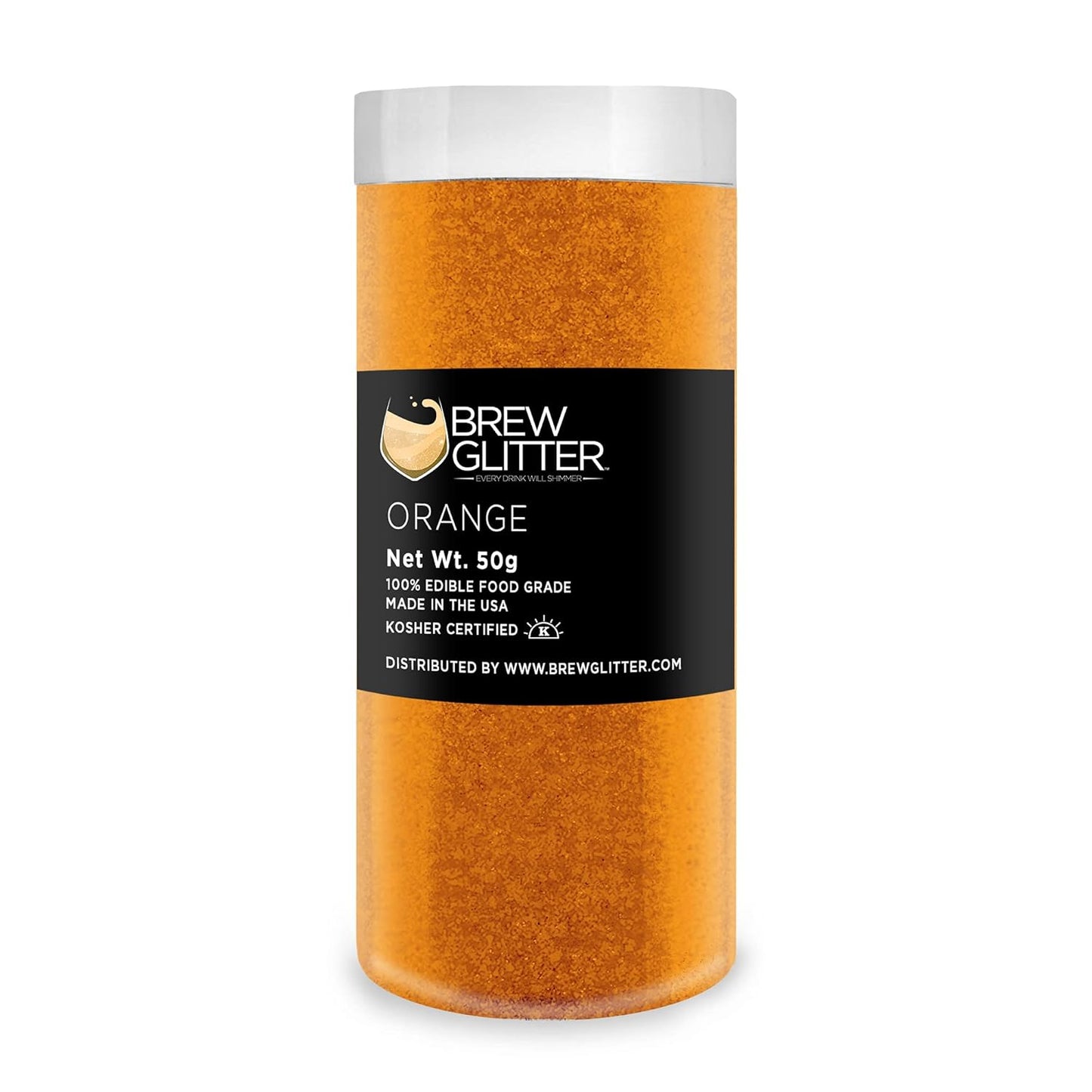 Orange BREW GLITTER Edible Glitter For Drinks, Cocktails, Beer, Garnish Glitter & Beverages | KOSHER & HALAL Certified | 100% Edible & Food Grade | Vegan, Gluten, Nut Free (50g, Orange)