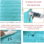 11PCS 3D Wall Panels Peel and Stick Faux Brick Wallpaper Blue Self Adhesive - Image 5