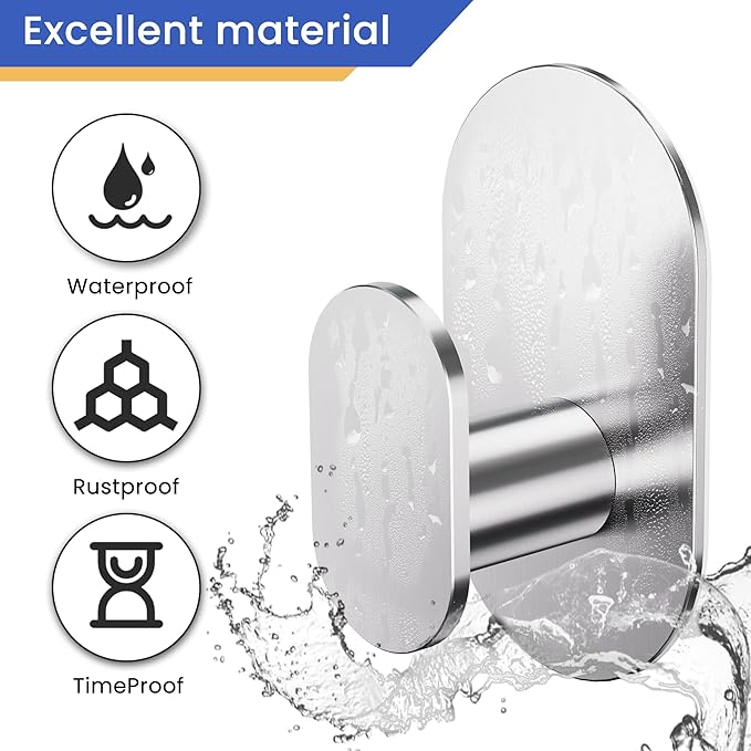 Aikzik Adhesive Towel Hooks - 26LB Heavy Duty Wall Sticky Waterproof Hooks - Image 4