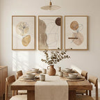 Framed Neutral Abstract Boho Wall Art Bedroom, 3 Piece Brown Black Botanical - Image 4
