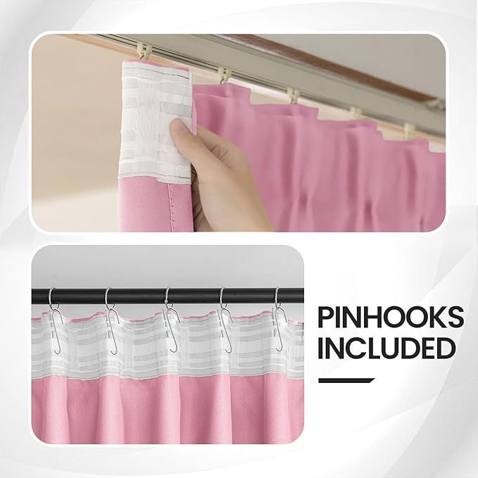 Pink Curtains Blackout for Girls Bedroom 2 Panels Set - Image 3