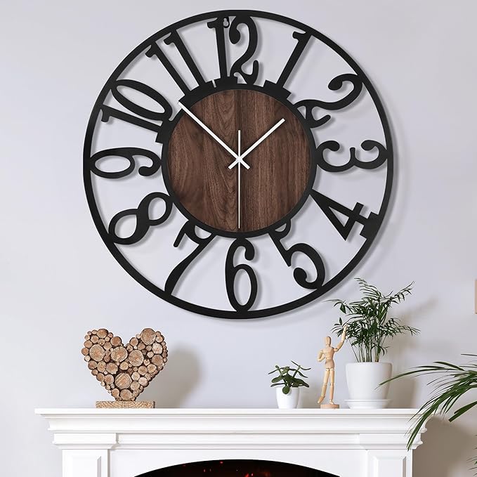 Large Wall Clock for Living Room Decor, 14 Inch Non Ticking Silent, Battery by ArtfulClocksBeautifulMoments