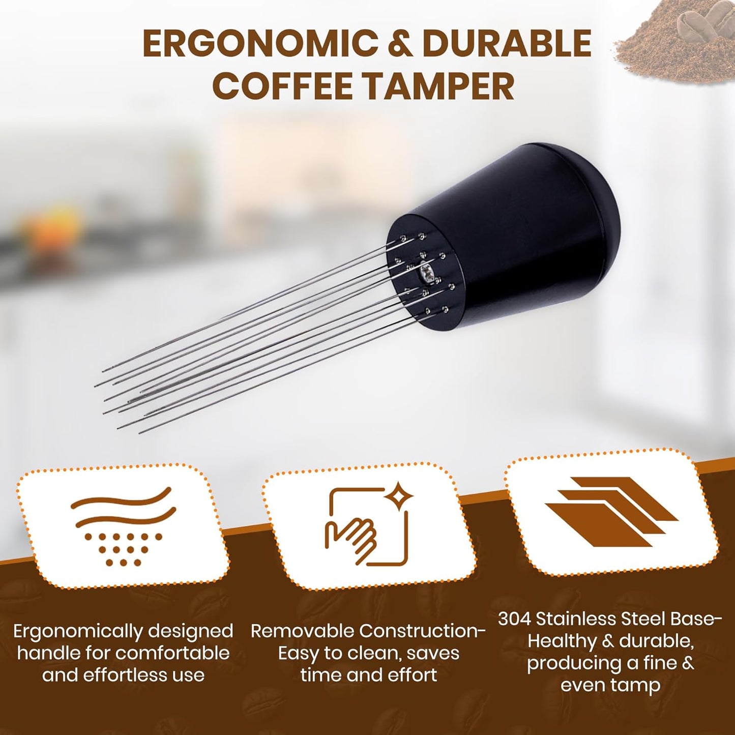 Espresso Accessories Kit – WDT Distribution Tool & 58mm Espresso Dosing Funnel for Baristas – 0.35mm Needle Stirrer with Extra Replaceable Needles, Handle & Storage Pouch