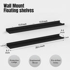 Boswillon 35.4 Inches Long Floating Shelves Wall Mounted, 2 Set Modern Black - Image 3