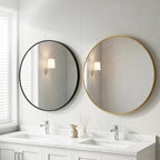 OLIXIS 36 Inch Black Round Bathroom Wall Mirror, Round Bathroom Mirrors - Image 2