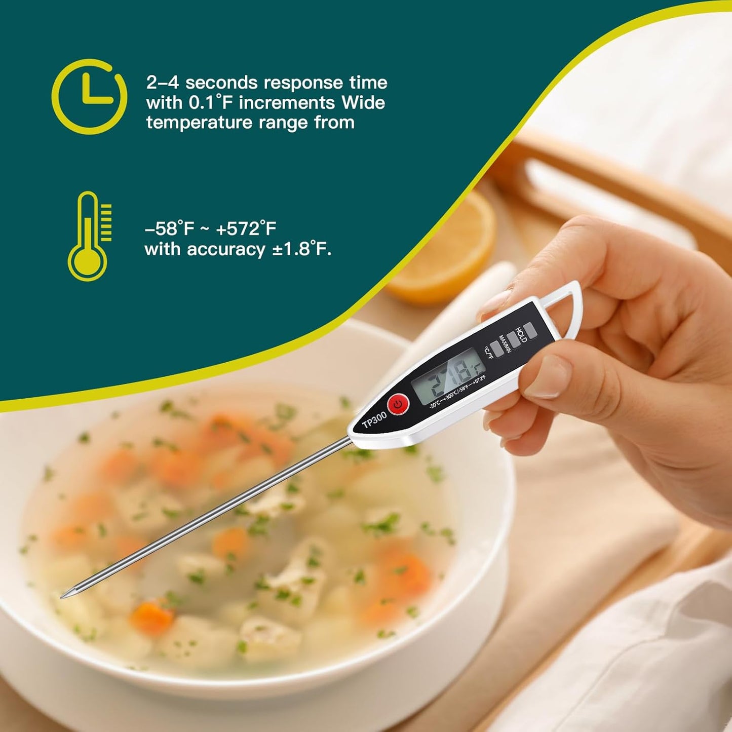 12 Set Waterproof Food Thermometer for Water, Liquid, Candle and Cooking Digital Meat Thermometer with Long Probe Instant Read for Kitchen BBQ Grill Candy (White)