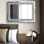 2 Piece Wall Mirrors, Crush Diamond Wall Décor Silver Decorative Mirrors - Image 5