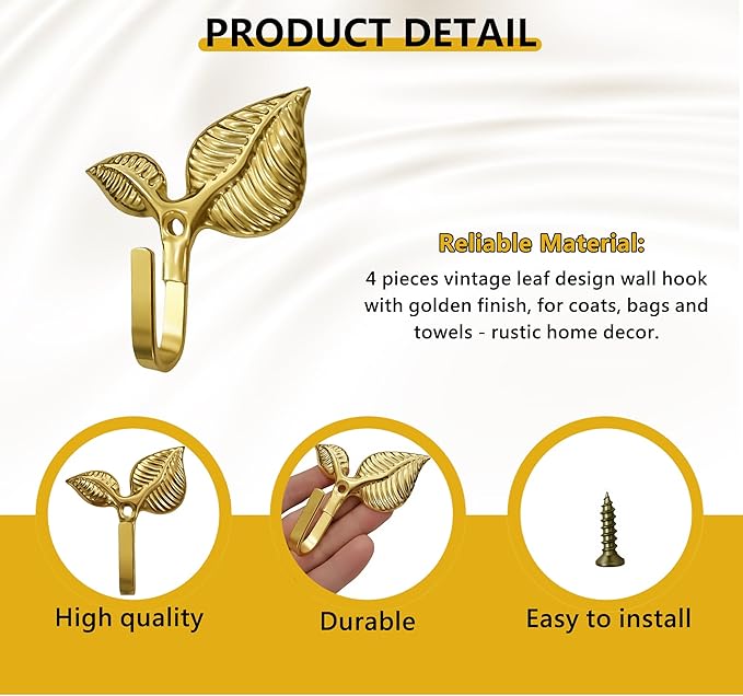 Decorative Wall Hooks 4 Pack, Metal Curtain Holdbacks - Image 8