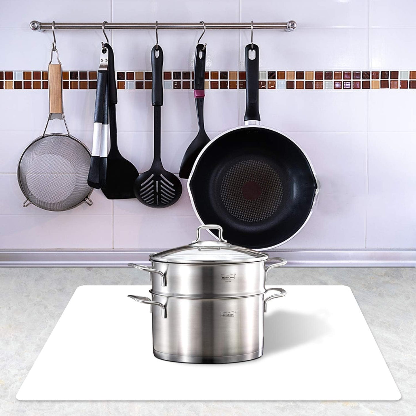 Silicone Placemats, Food-Grade Non-Slip Waterproof, Dining, Stain Resistant, Countertop Protector, Kitchen Counter Mat, Heat Resistant, Baking mat Dishwasher Safe (23.6"×15.7"-1pack, Translucent)