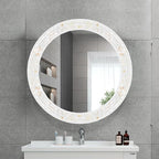 Mosaic Mirrors for Wall 24 Inch, Natural Mother of Pearl Inlay White Framed - Image 6