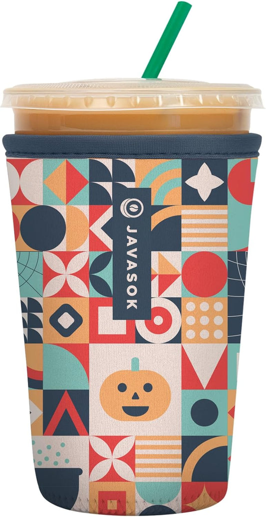 Sok It JavaSok Iced Coffee & Cold Soda Insulated Neoprene Cup Sleeve (Patch Perfect, Medium: 22-28oz)