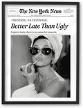 iHery Premium Natural Black OAK Wood 16x20in Audrey Hepburn Trendy Framed Wall by iHery