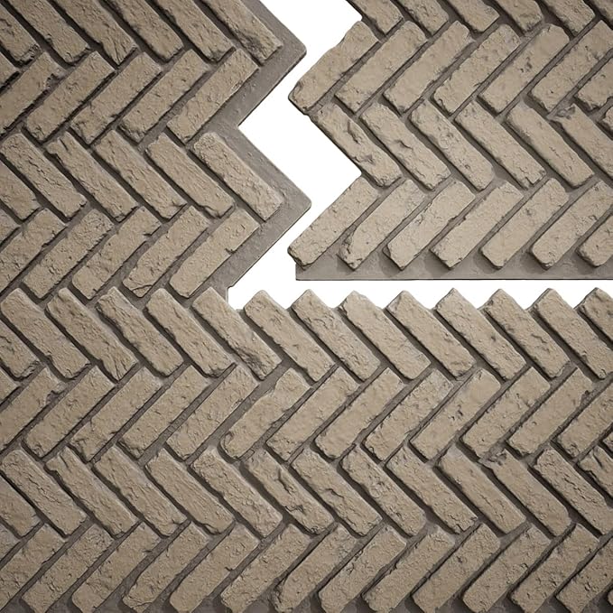EverStone Herringbone Faux Brick Panel, 46 1/2"W x 25 1/4"H x 1"D, Adobe Color - Image 9