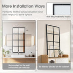 DUMOS Window Pane Mirror Set of 2, 16x32 Inch Rectangle Decorative Wall Mirrors - Image 4