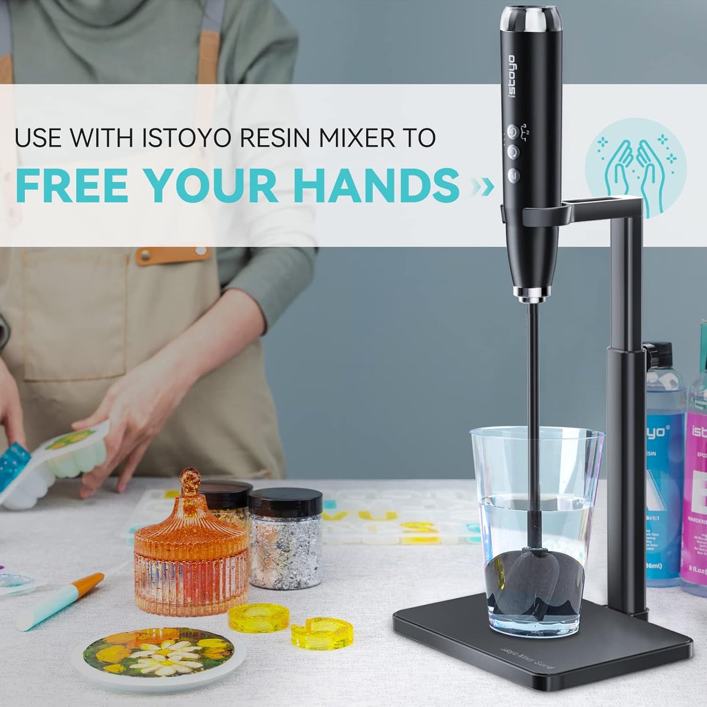 ISTOYO Premium Resin Mixer Stand, Applicate for Resin Mixer Pro&Ultra, Free Your Hands from Epoxy Resin Mixing, Resin Molds, Silicone Molds Mixing, DIY Crafts