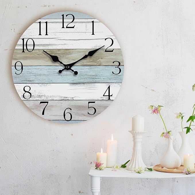 Wall Clock, Silent Non Ticking Wall Clocks Battery Operated, Rustic Wooden - Image 6