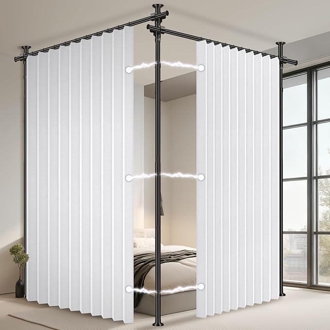 100% Blackout Room Divider Curtains Sets White W100 x L84 in 2 Panels No Drill by AJAZZ