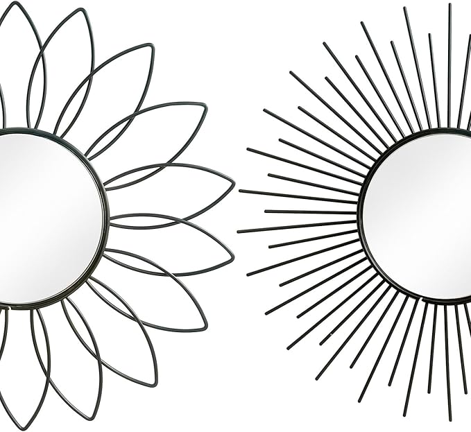 3 Pack Metal Mirrors for Wall Sunburst Wall Mirrors Home Décor Decorative - Image 2