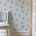 17.3" x 196.8" Vintage Blue Floral Wallpaper Peel and Stick Boho Wallpaper - Image 7