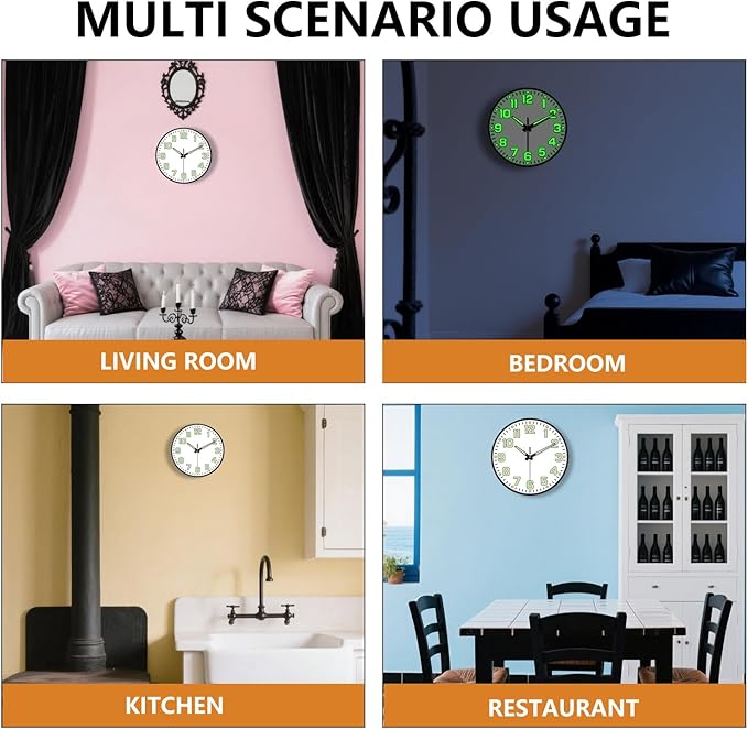 Glow in The Dark Wall Clock, Large Easy Read Numbers Tempered Glass Night Light - Image 9