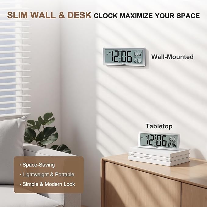 Soobest 8.5 Inch Digital Wall Clock Battery Operated - Image 6