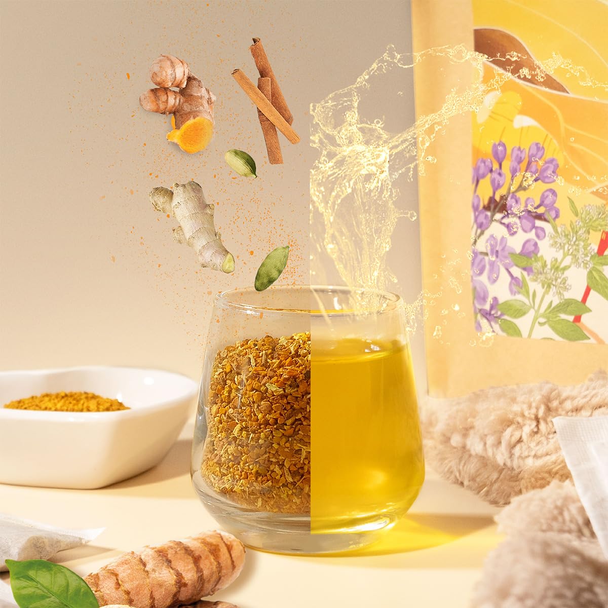 WT WEETEE Turmeric Chai Tea Bags, 2g x 100 Count, Caffeine-Free Turmeric Spiced Chai Tea, Includes Cinnamon, Licorice, Ginger Root, Cardamom, Cloves & More