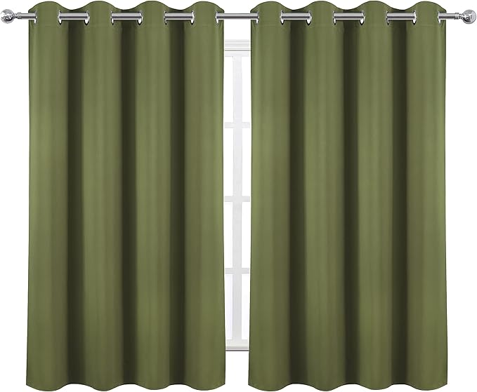 LEMOMO Blackout Curtains 52 x 45 inch/Olive Green Curtains Set of 2 - Image 2