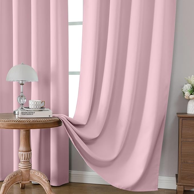CUCRAF Light Pink Blackout Curtains 54 inch Length 2 Panels Set, Rod Pocket - Image 5