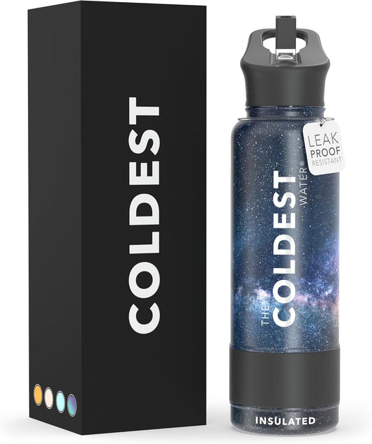 Coldest Insulated Water Bottle with Straw Lid - Stainless Steel Metal Insulated Bottle for Men & Women (Into The Beyond, 40 oz)