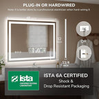 USHOWER LED Bathroom Mirror 48x32 Inch Tempered Glass - Image 7