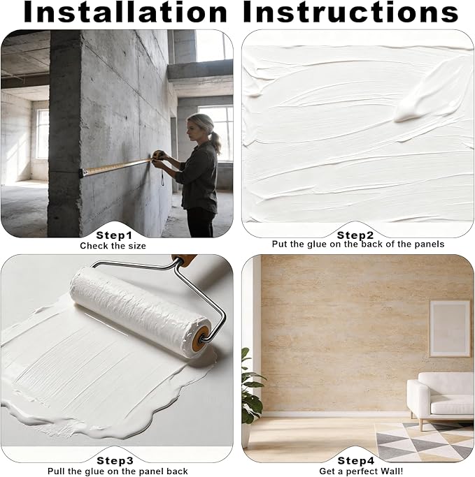 3D Wall Panels - 4PCS 47.2"x23.6" Faux Stone Wall Covering - MCM Modified Clay - Image 6