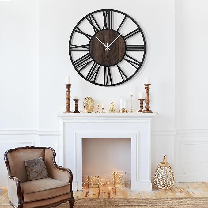 LEIKE Large Wall Clocks, Non Ticking, Battery Operated Big Retro Round Modern - Image 5