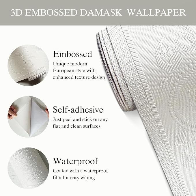 JiffDiff Wallpaper Peel and Stick Textured, 3D Embossed Wall Paper Stick on - Image 6