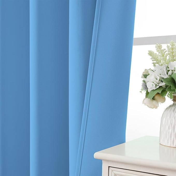 CUCRAF Light Blue Blackout Curtains 72 inch Length 2 Panels Set, Rod Pocket - Image 6
