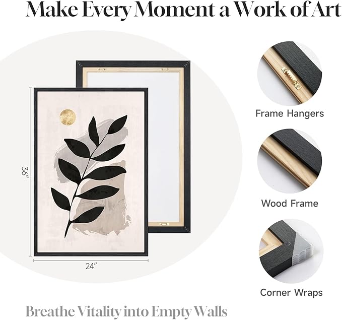 3 Piece Framed Black and White Boho Wall Art - Image 7